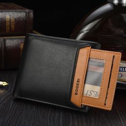 Wallets Slim Business ID Card Holders Small Leather Cards Short Bifold Wallet For Men Purses Male Men's Retro Purse