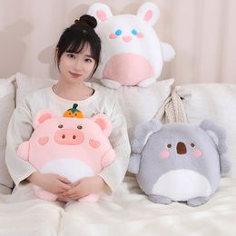 1pc 35CM Cartoon Plush Pig Frog Dinosaur Koala Plush Toys Kawaii Animal Pillow with Blanket Sofa Back Cushion Nice Decor Gift