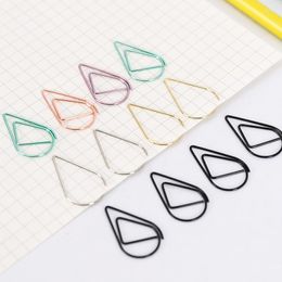10pcs/lot Water Drop Shaped Metal Clips Lovely Colored Paper 6 Colors Office Holder