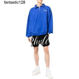 Designer Clothing Hoodies Sweatshirts 23 Summer New Rhude Fashion High Street Simple Letter Printing Drawstring Casual Versatile Knitted Shorts Men Women