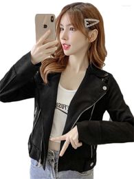Women's Leather Suede Jacket Women 2023 Autumn Korean Version Slim Fashion Motorcycle Clothing Casual Shorts Top JD2296