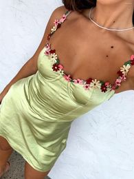Casual Dresses Hirigin Women Sexy Bodycon Slip Spaghetti Straps Low Cut Backless Floral Print Summer Mini Dress Clubwear Y2K