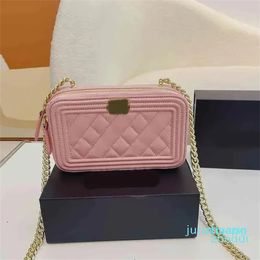 2023-Designer-Diamond Chain Messenger Bag Designer Women Evening Bag Handbags Classic Wallet Inlaid Brick Thick Chain Crossbody Handbag Ladies square