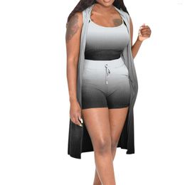 Women's Tracksuits Women Fashion Casual Stretchy Wear 2023 Gradient Colour 3 Piece Pants Cover Ups Swimsuit Dress Swim Shorts High Waist