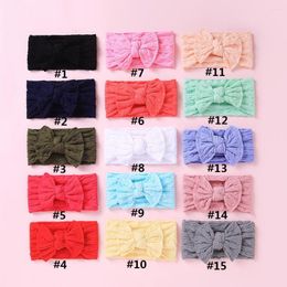 Hair Accessories 100 Pcs/lot Wholesale Waffle Knit Wide Nylon Bow Headwrap One Size Fits Most Knot Headbands 27 Colours Available