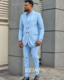 Men's Suits Blazers Design Suits for Men Blazer Sets Men Dress Light Blue Wedding Tuxedos Costume Homme 2 Pieces CoatPant 230509