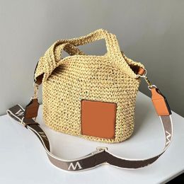 Straw Bag Shoulder Bags Beach Totes Handbag Plain Knitting Crossbody Bag Crochet Embroidery Open Casual Tote Patchwork Leather Floral Fashion Women Purse