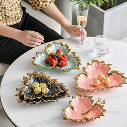 Organisation Jewellery Decorative Serving Creative Luxury Feather Storage Tray Ceramic Fruit Cake Dessert Tableware Dish Organiser Tray Set