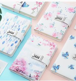 150mm Flowers Building Code Password Notebook Diary Lock Fresh Thick Handbook Office School Student Stationery Gift Notepad