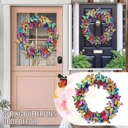 Decorative Flowers Colourful Butterflies Garland Indoor Outdoor Garden Farmhouse Wall Decor For Spring Door