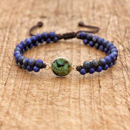Charm Bracelets Natural Stone African Japser Lapis String Braided Yoga Friendship Lover Women Men Jewellery