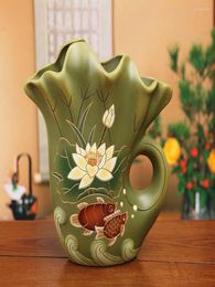 Vases Creative Home Furnishing Knick Knack Big Mouth Plug Dry Vase Art Chinese Style Wine Cabinet Living Room Decoration