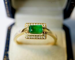 Cluster Rings SX Solid 18K Gold 0.46ct Nature Emerald Gemstones For Women Fine Jewellery Presents The Six-word Admonition