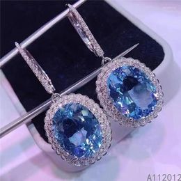 Dangle Earrings KJJEAXCMY Fine Jewelry 925 Sterling Silver Natural Blue Topaz Girl Classic Earring Eardrop Support Test Chinese Style