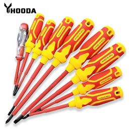 Schroevendraaier YIHOODA 9pcs 1000V Insulated Screwdriver Set with Magnetic Phillips Key Driver Bits Tool Electrician Work Repair Hand Multitool