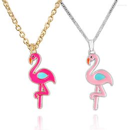 Pendant Necklaces Cute Pink Alloy Flamingo Necklace Women's Accessory High Quality Metal Jewellery Goes With Everything