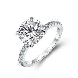 Band Rings ATTAGEMS 2023 New Brand 18K 14K 10K Yellow Gold Moissanite Ring Round Cut 30CT Ring for Women Birthday Diamond for Wedding Gift Z0509