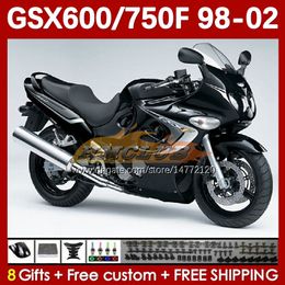 Body For SUZUKI GSXF750 GSXF600 KATANA GSXF 600 750 CC 600CC 750CC 1998 1999 2000 2001 2002 169No.107 GSX750F black glossy GSXF-600 GSXF-750 GSX600F 98 99 00 01 02 Fairing