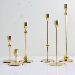 Candle Holders 3Pcs Candlestick Metal Holder Simple Golden Wedding Decoration Bar Party Living Room Home
