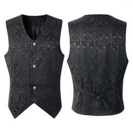 Men's Vests Men's Suit Vest Spring And Autumn Vintage Printed Gothic Solid Color Simple Casual Large Size