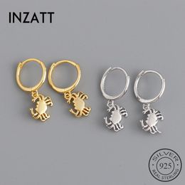 Hoop Earrings & Huggie INZAReal 925 Sterling Silve Crab For Fashion Women Party Irregular Fine Jewellery Animal Hiphop Accessories