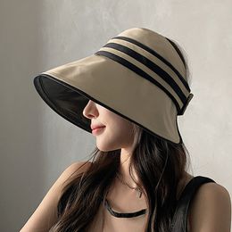 Stingy Brim Hats Elegant Summer Sun For Women Girl Adjustable Wide Uv Protection Beach Hat Breathable Foldable Panama Cap Ponytail Caps 230508