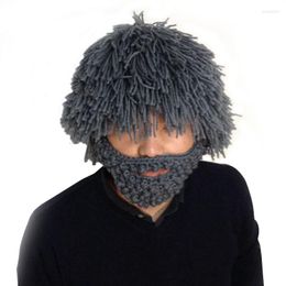 Berets Wig Beard Hats Hobo Mad Scientist Rasta Caveman Handmade Knit Warm Winter Caps Men Women Gift Funny Party Mask Beanies