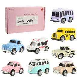 Coolplay Cute Mini Diecast Pull Back Vehicles Model Toy Metal Lovely Colorful Taxi Bus Toys Alloy Car for Kids Gift 230509