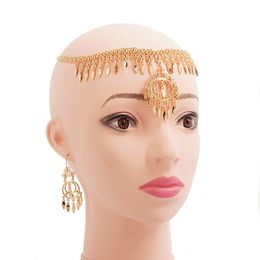 Wedding Hair Jewelry French Trendy Accessories for Girls Gold Plated Tassels Chain Bridal Arabic Luxury Bride 230508