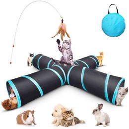 Grooming Cat Crinkle Sound 4WayOut Tunnel Collapsible Game Pet Nest Supplies with Ball Cat Training Behaviour Aids