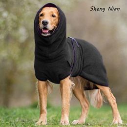 Hoodies Solid Fashion Pet Pullover Fleece Autumn Winter Thicken Warm Medium Large Dog Clothes Cute Golden Retriever Hooded Vest Sweater