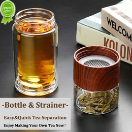 Insulated Tea Tumbler Removable Infuser Portable Travel Double Wall Glass Water Bottle Lid Loose Leaf Separation Canister 360ml