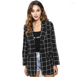 Women's Suits Women Blazers And Jackets Elegant Work Casual Buttonless Plaid Blazer 2023 Fashion Office Commute Design Formal