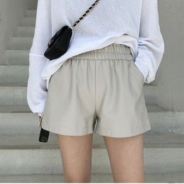 Women's Shorts PU Leather Shorts Women High Quality Wide Leg Faux Leather Shorts High Waist Shorts Women Autumn Loose PU Shorts 230509