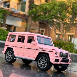 Diecast Model 1/24 G63 G65 Alloy Pink Car Model Diecasts Toy Metal Off-road Vehicles Model Simulation Sound and Light Collection Kids Gifts 230509