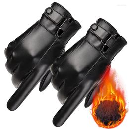 Cycling Gloves Men Winter Warm PU Leather Riding TouchScreen Motocross Motorcycle Driving Waterproof