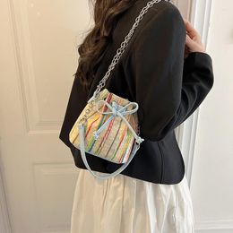 Evening Bags Canvas Shoulder Crossbody For Woman 2023 Korean Cute Small Bucket Girl Phone Bag Luxury Designer Mini Female Handbag
