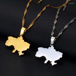 Pendant Necklaces Custom Ukraine Map Stainless Steel Necklace Personalised Gold Plated For Men Women