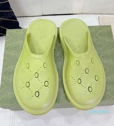 Designer Men's Slip On Sandal Women's Platform Sandal Hollow Shoes Jelly Colours High Heel Summer Autumn Rubber Lug Sole With Box 35-45