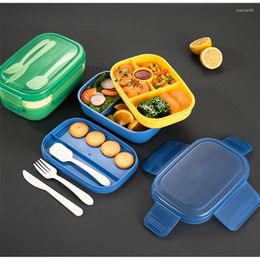 Dinnerware Sets Microwave Heating Bento Box Students Fruit Sauce Container Kitchen Supplies Salad Three Layer Divided With Tableware