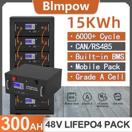 LiFePO4 48V 300Ah 200AH 15KW 10KW Battery Pack CAN/RS485 Grade A Cell Lithium 32 Parellel PC Monitor 6000+ Cycle For Home Backup