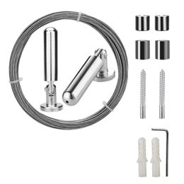 Organisation Wall Mount Curtain Wire Rod Set for Art Display Stainless Steel Photo Hanging Wire Clothesline Wire Window Curtain Tension Wir