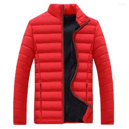 Men's Down Mens Winter Warm Out Wear Large Size Long Sleeve Stand Collar Cotton Business Casual Zipper Jacket Coats