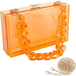 Wrap Women Clear Purse Acrylic Clear Clutch Bag Transparent Crossbody Purse Evening Bag (Double Chain) Teacher Professor Gifts