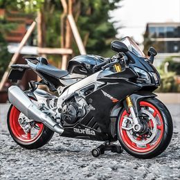 Diecast Model 1 12 Scale Aprilia RSV4 Alloy Motorcycle Model Diecast Car Lovers Collection Kids Birthday Gift Metal Boys Toys 230509