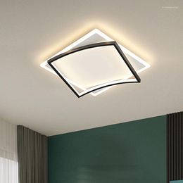 Ceiling Lights Modern Bedroom LED Lamp Nordic Gold Black Square Lighting For Living Dining Room Study Home Decor Indoor Smart