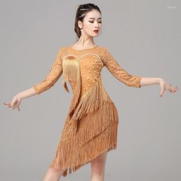 Stage Wear X102 Lady Latin Dance Dress Girls Rumba Dancing Skirt Women's Professional Competition Tassel Costume