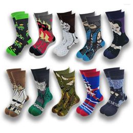 Men's Socks Men's Fun Cartoon Anime Printed Personalized Fashion For Men And Women Breathable Cotton Hip Hop