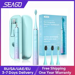 Toothbrush Seago Sonic Electric 5 Modes Waterproof Fasth Head Adult Brush USB Charging Couple Gift Unique Colourful Design 230509