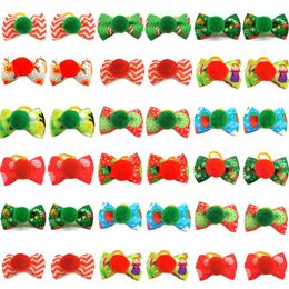 Accessories 50/100pcs Cute Christmas Pet Dog Hair Bows Rubber Bands Christmas Party Puppy Dog Hair Bows Dogs Accessories for Small Dog